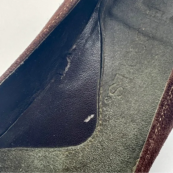 Y2K Aerosoles Leather Suede Loafers Pumps with Buckle and White Stitchin… - Picture 6 of 9